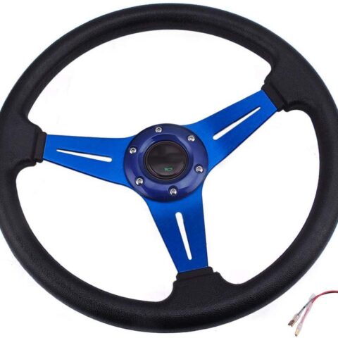 XZRTZ UniV-ersal Racing Steering Wheel Quick Release for Car Sport Drifting Steering Wheel Pu Leather and Aluminum Spokes with Horn Button