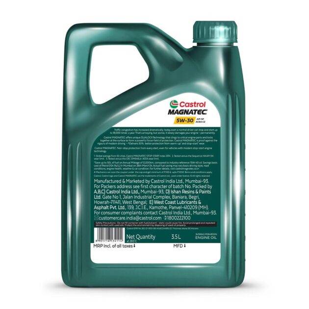 Castrol MAGNATEC 3416662 Stop-Start 5W-30 Full Synthetic Engine Oil for Petrol, Diesel and CNG Cars (3.5L) - Image 2