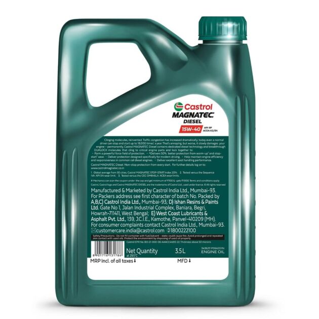 Castrol MAGNATEC 3382383 15W-40 API SN Part-Synthetic Engine Oil for Diesel Cars (3.5 L) - Image 2