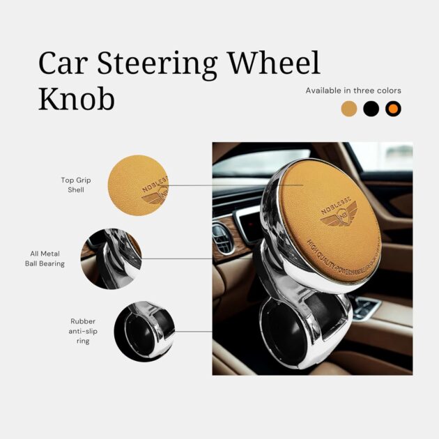 GH GENERIC HUB | Universal Steering Wheel Spinner Knob | Auxiliary Control Booster Aid | Car Steering Wheel Strengthener | Auto Handle Enhancer (Beige) - Image 2