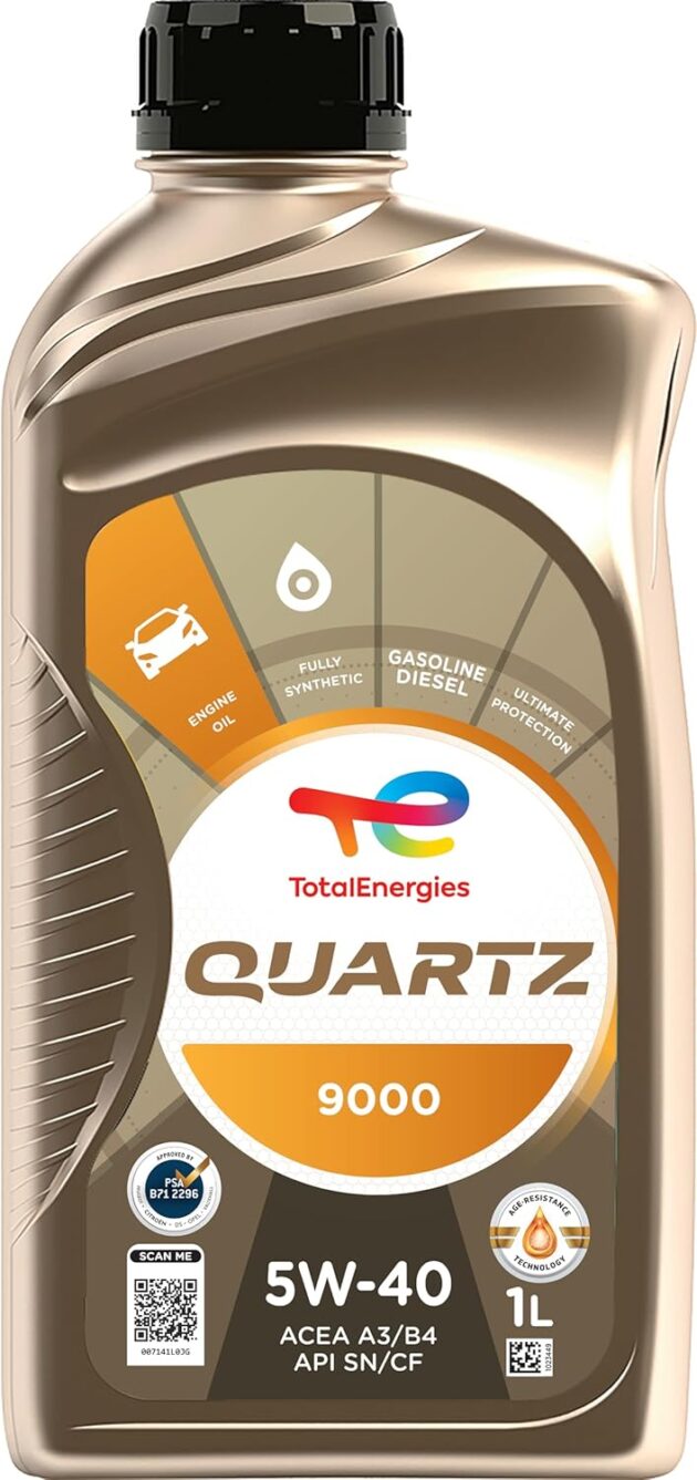 TotalEnergies Quartz 9000 5W-40 ACEA A3/B4 API SN/CF |Fully Synthetic Engine Oil for Petrol,Diesel & CNG Cars (1L)