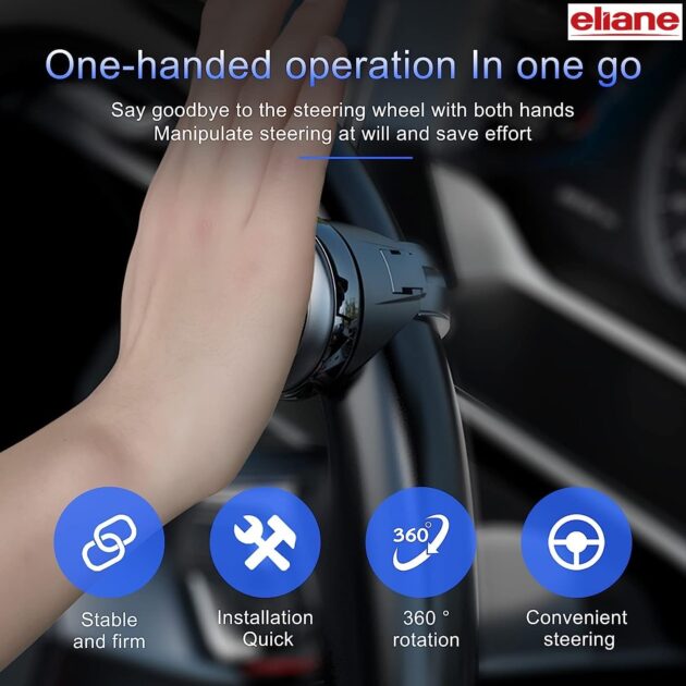 Eliane Universal Car Steering Wheel Spinner Knob 360° Rotation Power Handle Driving Helper Booster Auxiliary Aid Control Strengthener Fit for All Vehicles Cars Truck Tractor Original 3R-2251 - Image 4