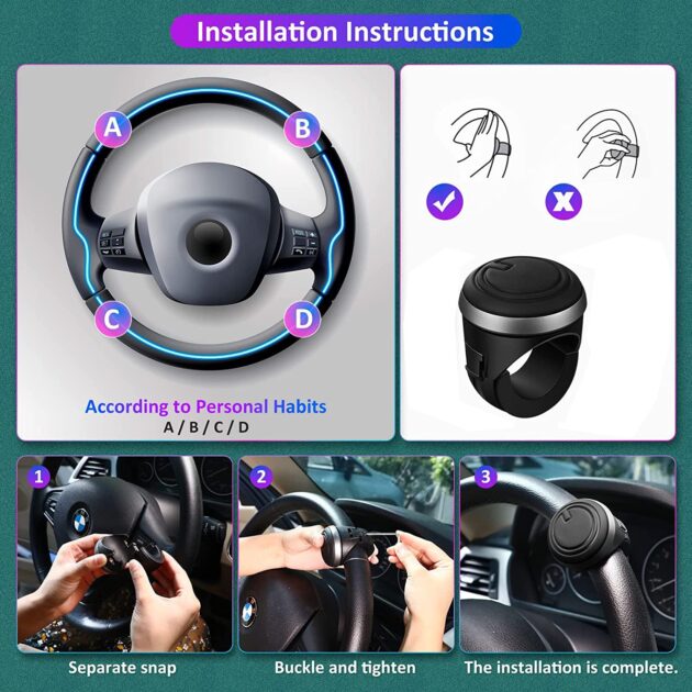 KeepCart Car Accessories Steering Wheel Spinner Metal Car Power Handle Spinner Steering Wheel Knob for All Vehicles Universal Driving Helper Booster - Image 2